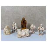 Six Carved Netsuke Figurines