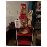 Retro Red Utility Cart & Advertising Tins