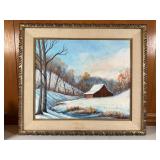 L Kuhns Oil on Canvas 'Snow, Ice & Sun'