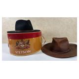 Stetson Hat Box & Two Gents Hats
