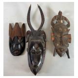 Three Carved African Style Masks