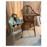 Two Vintage Childrenï¿½s High Chairs with Items