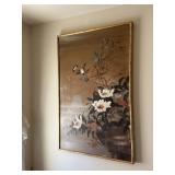 Large Floral & Bird Painting on Canvas