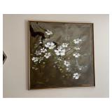 Floral Painting & Two Ceramic Eight-Sided Plaques