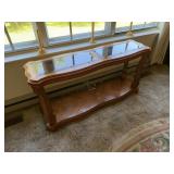 Modern Wood Sofa Table with Beveled Glass