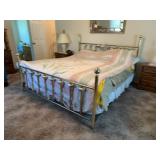King Size Brass Plated Bedframe W/ Porcelan Knobs