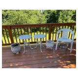 Cast Aluminum Tables & Planters with Plasticï¿½Chair
