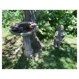 Concrete Bird Bath & Garden Statues Lot