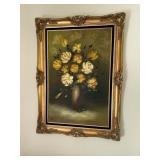 Large Floral Still Life Painting, Signed