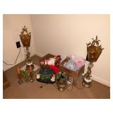 Ornate Amber Glass Lamps, Holiday Decor, Plus