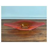 Mid-Century Orange Art Glass Centerpiece Bowl
