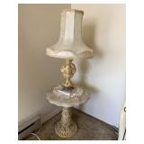 Porcelain Lamp with Shade & Decorative Table