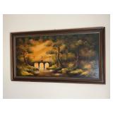 Vintage Signed Landscape Painting on Board