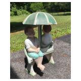 Concrete Boy & Girl Bench Garden Statue