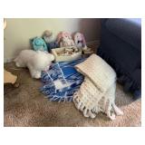 Two Afghans, Christmas Decorations & Plush Animals