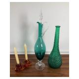 Empoli Italian Style Teal Glass Decanter Plus