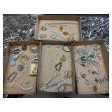 Large Costume Jewelry Lot with Rhinestones &