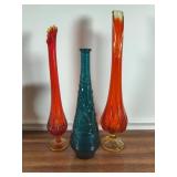 Three Art Glass Vases