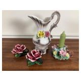 Capodimonte  Pitcher & Candleholders Set