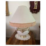 Pair Decorative Glass Lamps with Shades