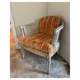 Vintage Upholstered Cane & Wood Chair