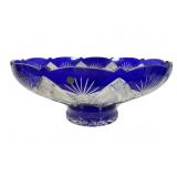 Czech Cobalt Blue Cut-to-Clear Crystal Bowl