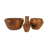 Cherry Burl & Black Birch Vessels by Herman