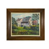 S. R. Wolf Oil Painting of House Landscape