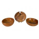Herman Turned Wood Bowls with Deer Motifs