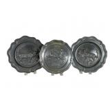 3 Pressed Pewter Plates