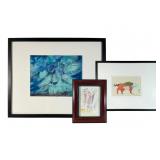 Three Framed Artworks: Mixed Media, Water & G