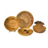 Maple Wood Vase, Bowls & Candleholder