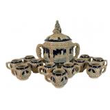 Marzi & Remy Stoneware Punch Bowl & Cups