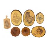 Wood Art Grouping with Pyrography Panels