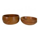 Pair Honey Locust Turned Wood Bowls
