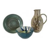 Gallucci & Orcas Pottery Pitcher, Dish & Bowl