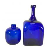 Cobalt Blue Hand Blown Glass Vases, 1