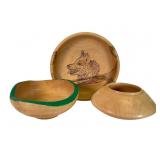 3 Herman Signed Turned Wood Bowls