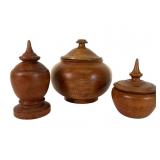 3 Wooden Lidded Boxes By Herman