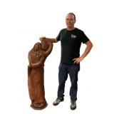 Jack Eagle Wood Sculpture of Woman & Child 53"