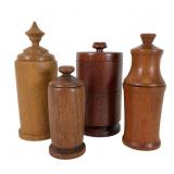 Four Hand Turned Wood Lidded Boxes