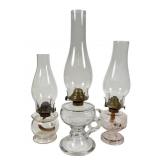 3 Glass Kerosene Lamps