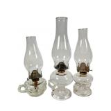 3 Glass Oil Lamps: Ripley Patent & Peanut
