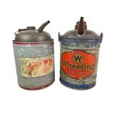 2 Wheeling Galvanized Oil Cans