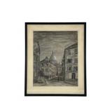 Framed Charcoal Paris Street Scene