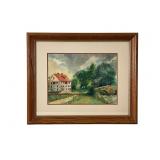 Antique H. BREICH Watercolor Rural Scene