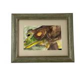 Framed Watercolor Illustration of a Frog