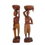 E. Jeanty Tall Signed Carved Figures