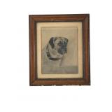 Dog Illustration in Wooden Frame, 23 x 27 in