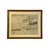 John R. Hudson Fox in Snowy Rural Scene